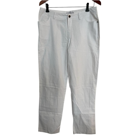 Miss look cotton blend Women's White straight leg pants size Large - Picture 1 of 6
